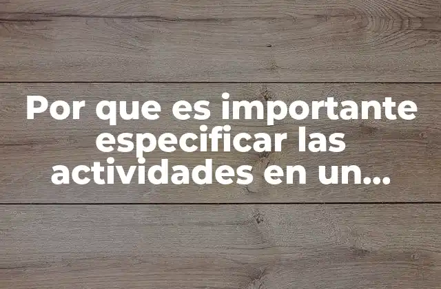 Por que es Importante Especificar las Actividades en un Proyecto