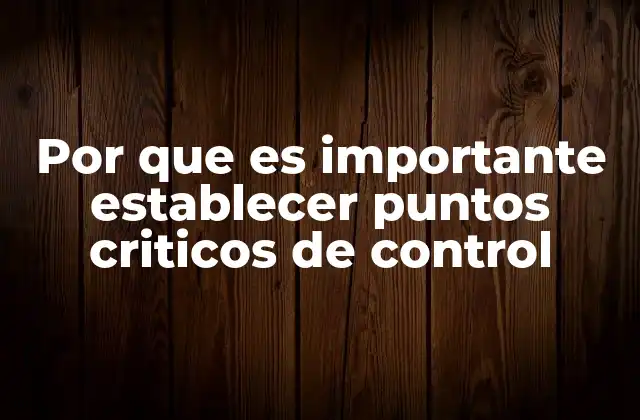 Por que es Importante Establecer Puntos Criticos de Control