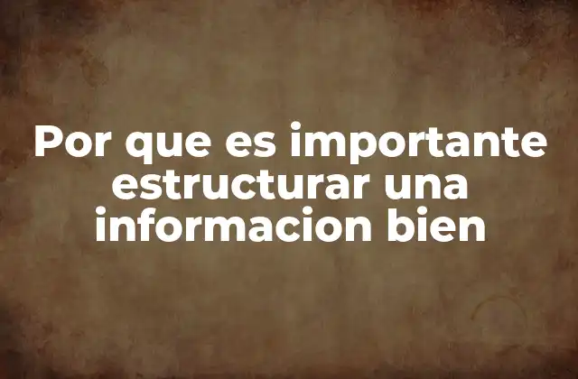 Por que es Importante Estructurar una Informacion Bien
