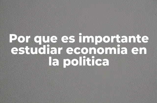 Por que es Importante Estudiar Economia en la Politica