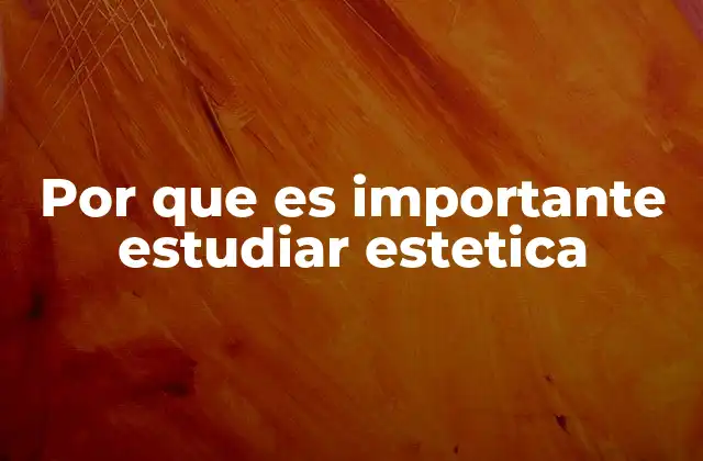 Por que es Importante Estudiar Estetica