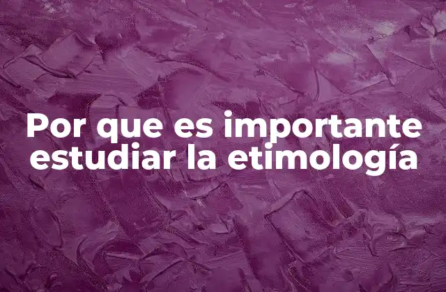 Por que es Importante Estudiar la Etimología