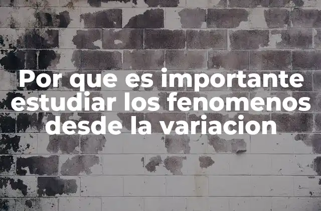 Por que es Importante Estudiar los Fenomenos desde la Variacion