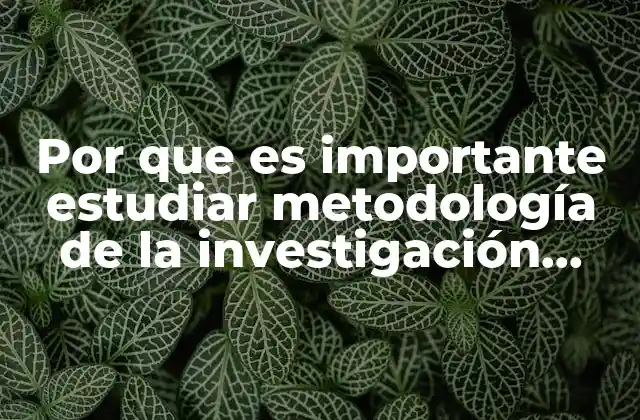 Por que es Importante Estudiar Metodología de la Investigación Científica