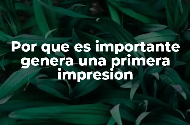 Por que es Importante Genera una Primera Impresion