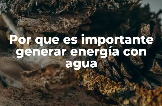 Por que es Importante Generar Energía con Agua