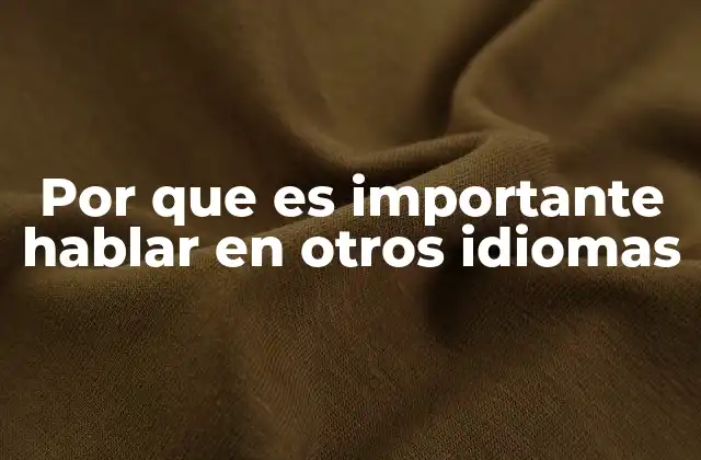 Por que es Importante Hablar en Otros Idiomas