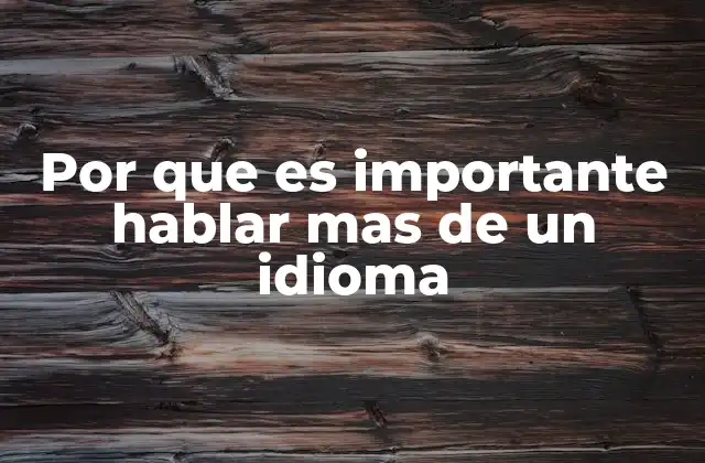 Por que es Importante Hablar mas de un Idioma