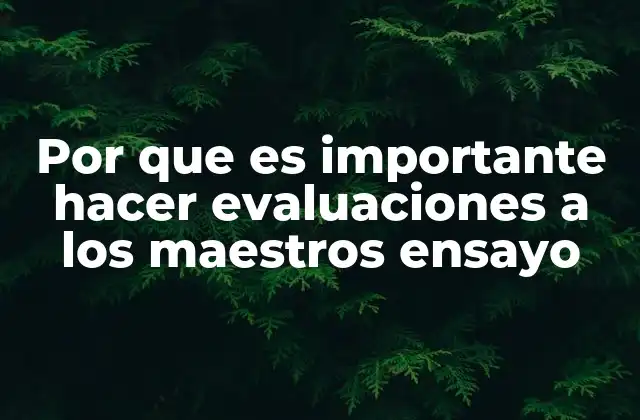 Por que es Importante Hacer Evaluaciones a los Maestros Ensayo
