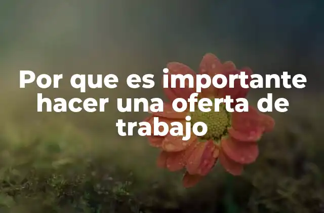 Por que es Importante Hacer una Oferta de Trabajo