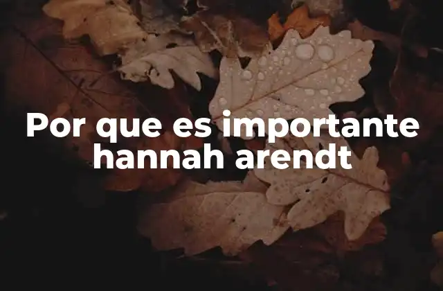 Por que es Importante Hannah Arendt