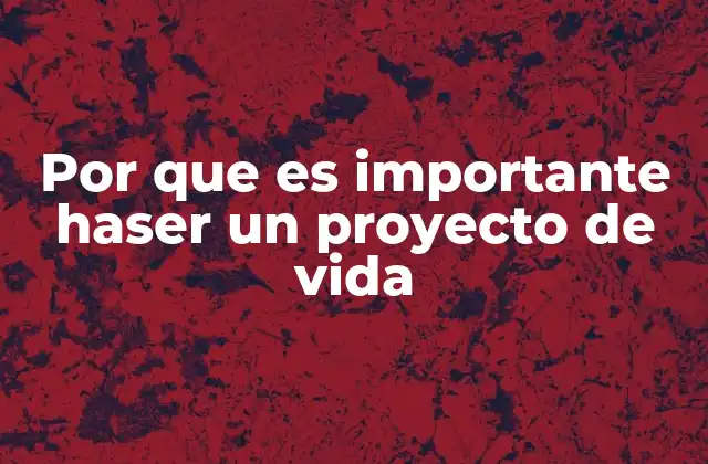 Por que es Importante Haser un Proyecto de Vida