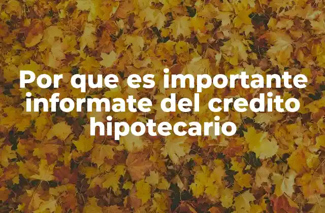 Por que es Importante Informate Del Credito Hipotecario