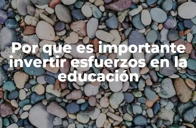 Por que es Importante Invertir Esfuerzos en la Educación