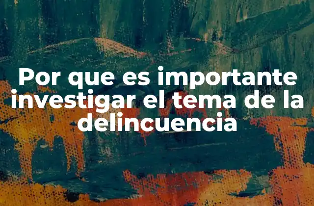 Por que es Importante Investigar el Tema de la Delincuencia