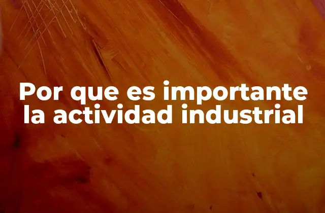 Por que es Importante la Actividad Industrial
