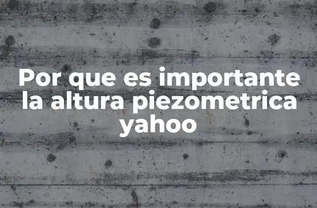 Por que es Importante la Altura Piezometrica Yahoo