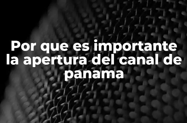 Por que es Importante la Apertura Del Canal de Panama