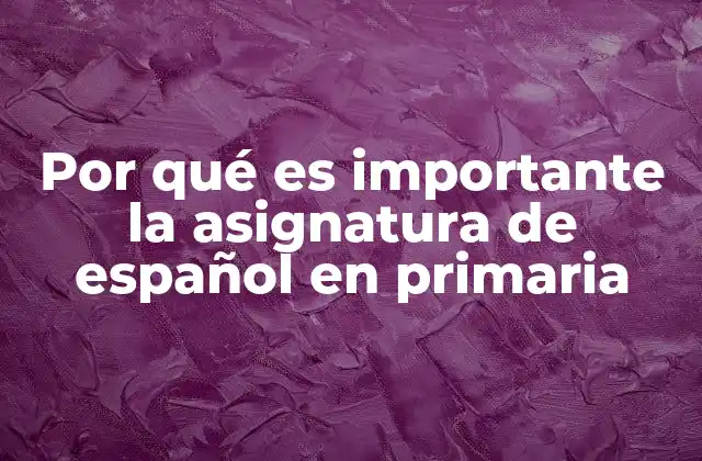 Por Qué es Importante la Asignatura de Español en Primaria