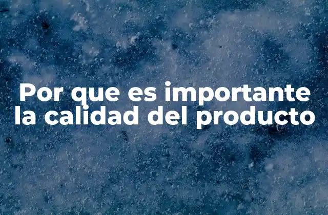 Por que es Importante la Calidad Del Producto