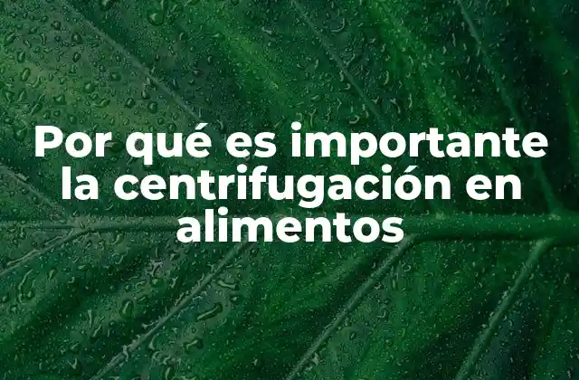 Por Qué es Importante la Centrifugación en Alimentos
