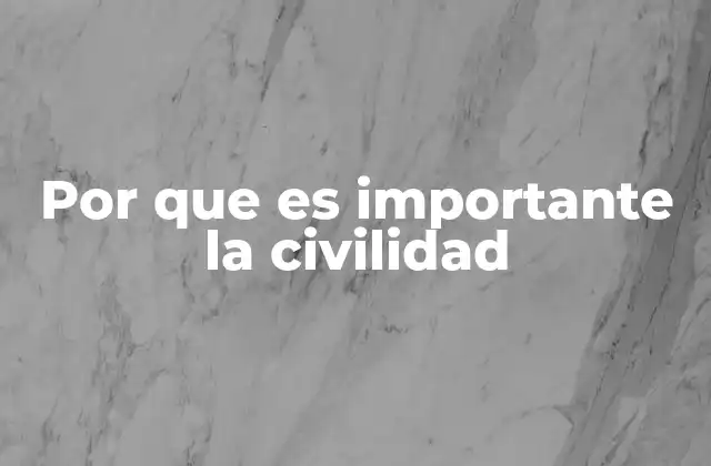 Por que es Importante la Civilidad