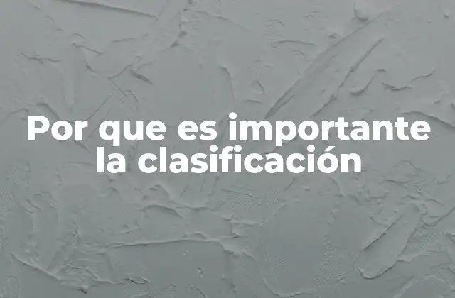 Por que es Importante la Clasificación