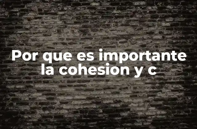 Por que es Importante la Cohesion y C