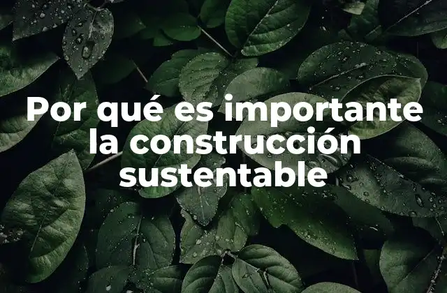 Por Qué es Importante la Construcción Sustentable