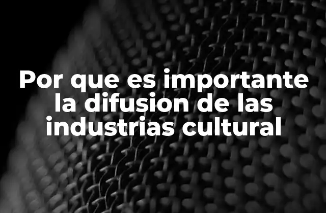 Por que es Importante la Difusion de las Industrias Cultural
