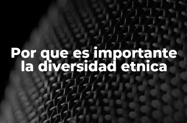 Por que es Importante la Diversidad Etnica