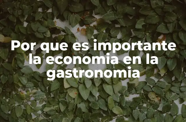 Por que es Importante la Economia en la Gastronomia