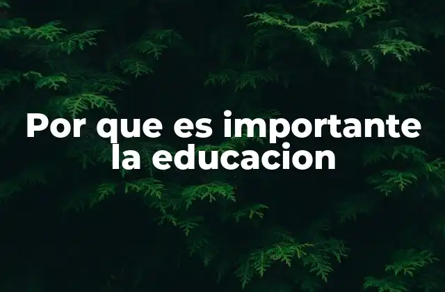Por que es Importante la Educacion
