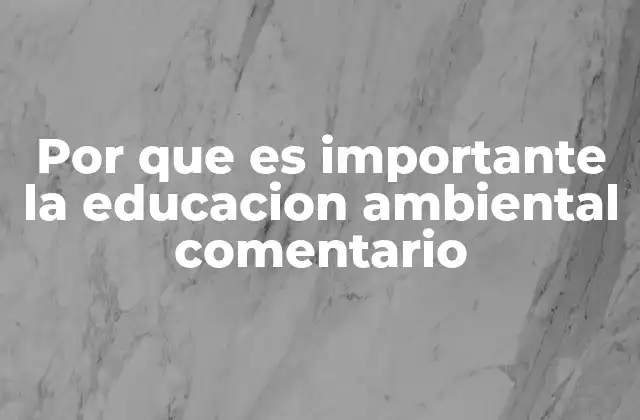 Por que es Importante la Educacion Ambiental Comentario