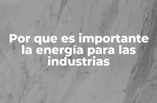 Por que es Importante la Energía para las Industrias