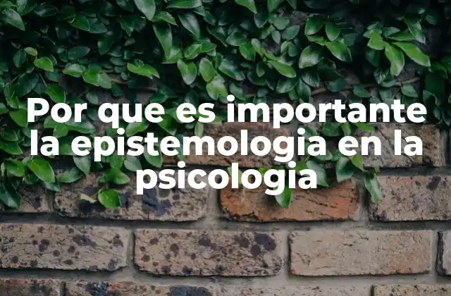 Por que es Importante la Epistemologia en la Psicologia
