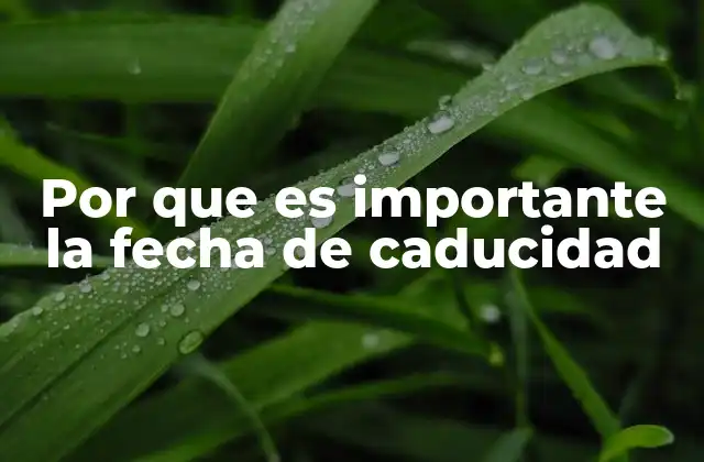 Por que es Importante la Fecha de Caducidad