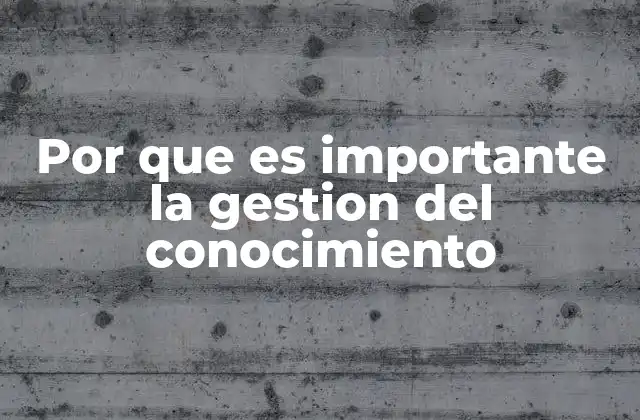 Por que es Importante la Gestion Del Conocimiento