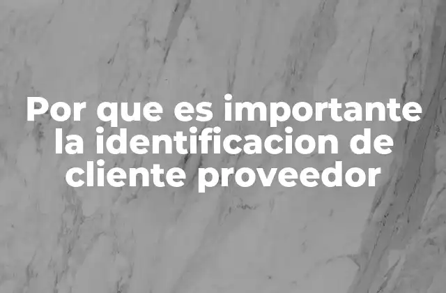 Por que es Importante la Identificacion de Cliente Proveedor