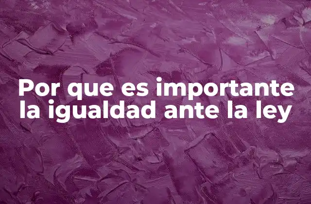 Por que es Importante la Igualdad ante la Ley