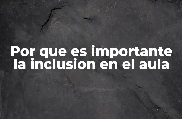 Por que es Importante la Inclusion en el Aula