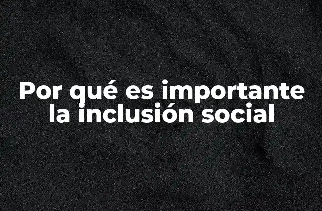 Por Qué es Importante la Inclusión Social