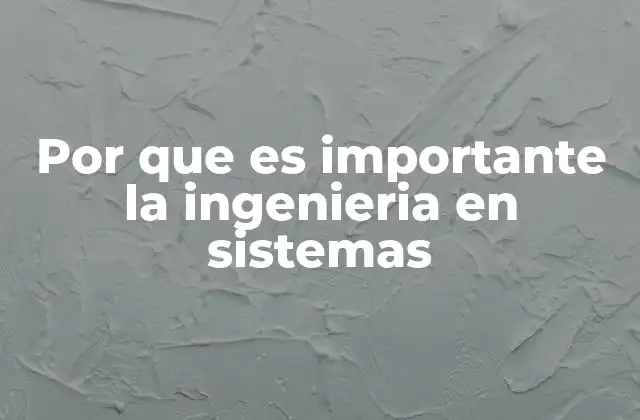 Por que es Importante la Ingenieria en Sistemas