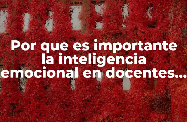 Por que es Importante la Inteligencia Emocional en Docentes Universitarios