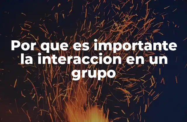 Por que es Importante la Interaccion en un Grupo