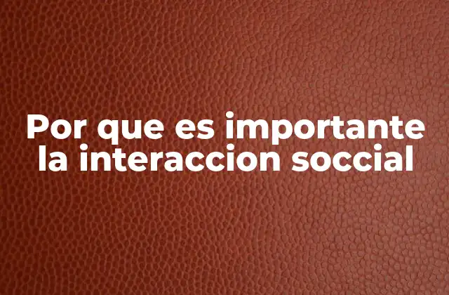 Por que es Importante la Interaccion Soccial