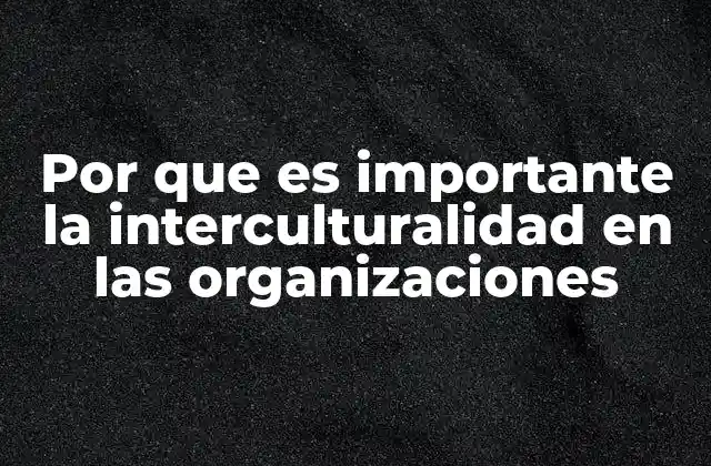 Por que es Importante la Interculturalidad en las Organizaciones