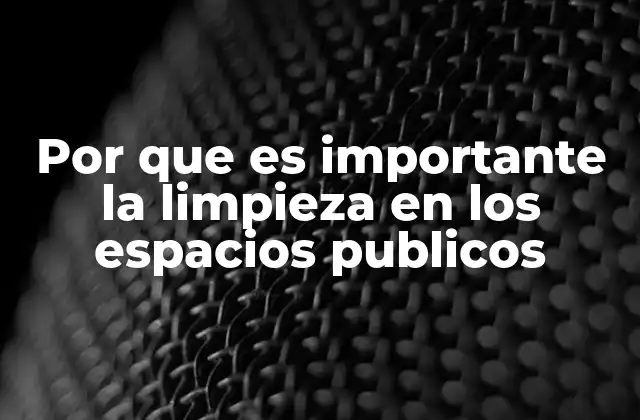 Por que es Importante la Limpieza en los Espacios Publicos
