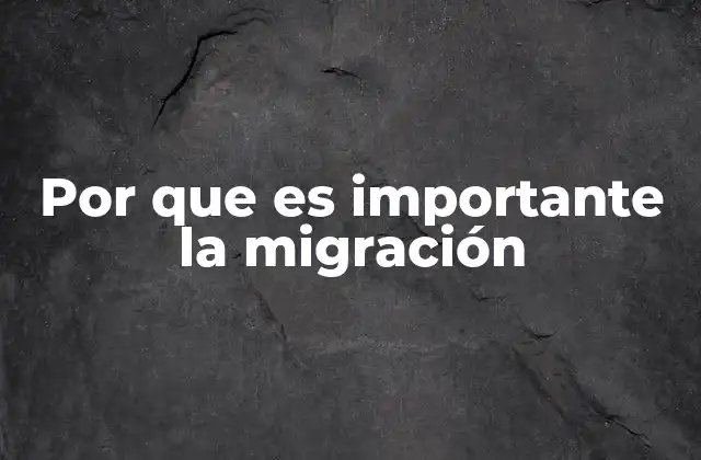 Por que es Importante la Migración