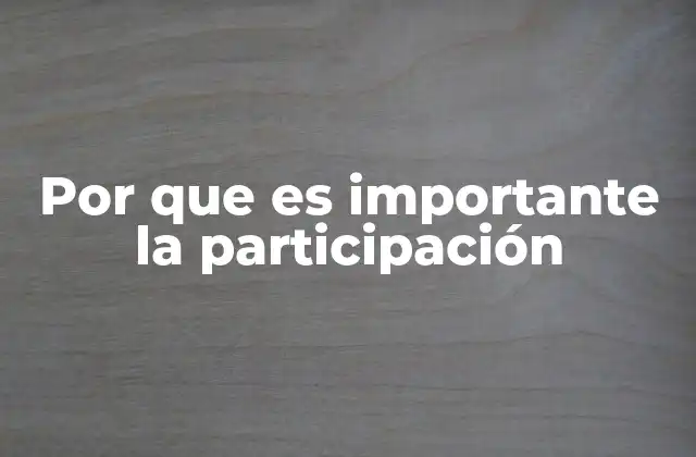 Por que es Importante la Participación